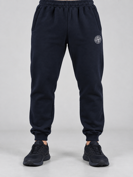 Зимние теплые мужские спортивные штаны темно-синие с начесом Stone Island с манжетами (450353) 3XL