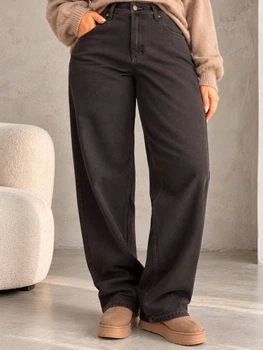 Джинсы женские Vanver D-82231 утепленные на флисе baggy mom бананы 34 коричневые