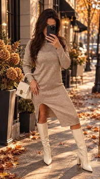 Сукня тепла 1360 бежева з ангори розмір 50 (XL)