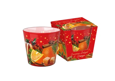 Свічка ароматизована в склі Bartek Candles Насолода кориці та апельсина 115г.