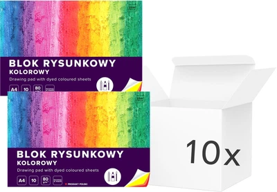 Zestaw do rysowania Interdruk Blok rysunkowy A4 kolorowy mix 10 szt (5902277258540)