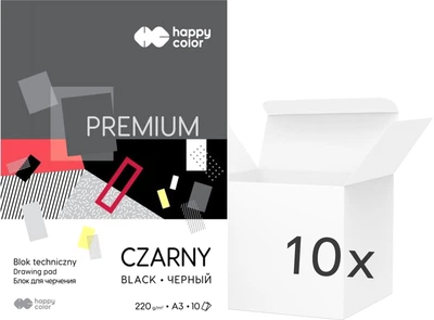 Zestaw bloków technicznych Happy Color A3 10 arkuszy Premium czarny 10 szt (5905130052422)