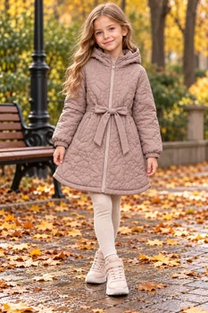Стьобане демісезонне пальто Soft Bloom приглушений нюдовий рожевий 128 см