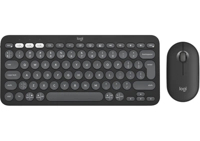 Комплект (компактна ножична клавіатура, оптична миша) Logitech Pebble 2 Combo Graphite US QWERTY (бездротовий, Bluetooth, USB-приймач) (920-012239) - Б/В