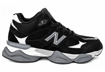 Чоловічі зимові кросівки на хутрі NB 9060 чорний з білим 42
