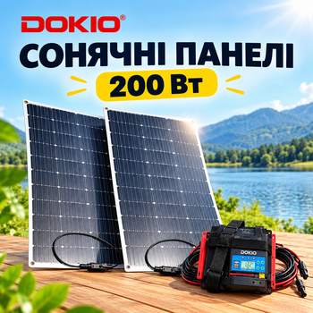 Монокристалічні Сонячні панелі гнучкі DOKIO 200 Вт Сонячні панелі з контролером