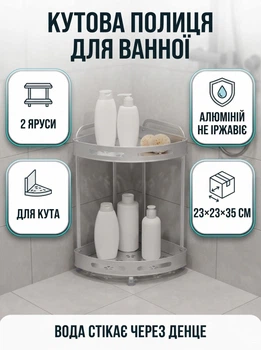 Алюмінієва кутова полиця двоярусна універсальна для ванної та кухні легка стійка корозія балкон органайзер з полицями для душової стелаж компакт сімʼя