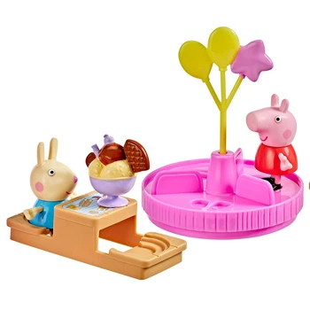 Игровой набор Peppa Figurines серии Моменты с Пеппой — Карусель и лакомство, набор фигурок и аттракционов Свинка Пеппа