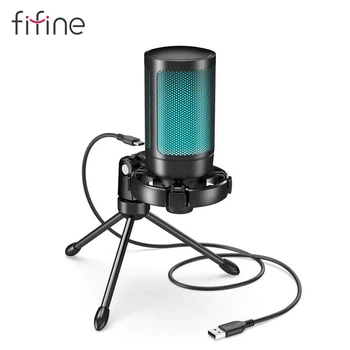 Мікрофон Fifine Ampligame A2 Black, конденсаторний (Штатив в комплекті, RGB підсвітка)
