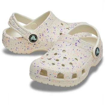 Дитячі крокси для дівчинки Люмінесцентні Crocs Kids' Classic Glow Paint Splatter Clog Summit White/Mult (38-39, бежевий)