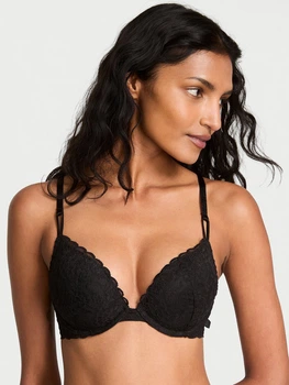 Бюстгальтер с Push-Up с косточками кружевной Victoria's Secret 426103420 34B Черный (1162260182)