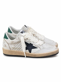Женские кеды Golden Goose белые из натуральной кожи с черной звездой, перфорацией и ручным пошивом размер 36