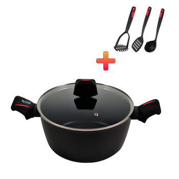Каструля Smart Fry Krauff 6,6л зі скляною кришкою +ПОДАРУНОК: лопатка, ополоник та картоплемялка