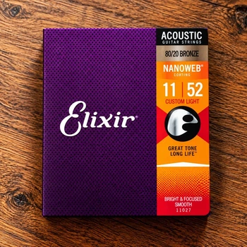 Струни для акустичної гітари Elixir 11027 Nanoweb 80/20 Bronze Acoustic Light 11/52