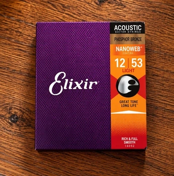 Струни для акустичної гітари Elixir Nanoweb Phosphor Bronze 12-53 Light (16052)