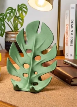 Підставка під телефон на стіл Лист Монстери кольору хакі пластик 3D друк