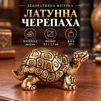 Декоративная латунная фигурка «Черепаха с поднятой головой» 3,1×1,7 см, 25 г