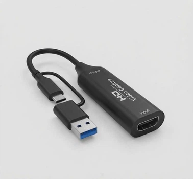 Карта відеозахоплення HDMI 4K, USB 3.0 / USB Type‑C, для запису відео та стримінгу, чорна