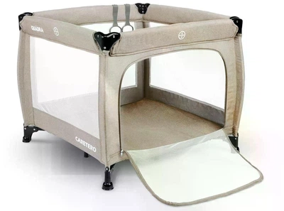 Детский манеж Caretero Quadra Beige складной игровой манеж дорожный манеж для ребенка игровая зона для малыша манеж с боковым входом безопасный детский манеж легкий манеж для путешествий