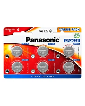 Батарейка литиевая Panasonic CR 2025 3V 6 штук в упаковке (5410853043829)