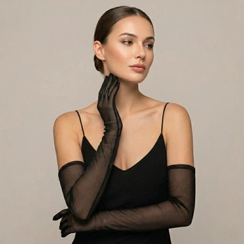 Довгі рукавички honey fashion accessories s/m/l чорні (30к062)