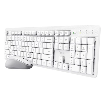 Комплект клавіатура + миша Trust ODY II бездротовий US розкладка White (8713439254655)