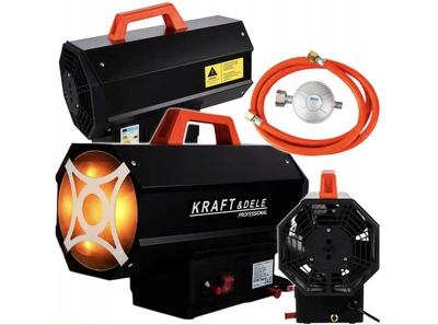 Газовая тепловая пушка 25 кВт Kraft&Dele KD11734 с газовым шлангом и редуктором для состава, мастерской и строительных работ