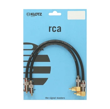 Кабель комутаційний KLOTZ AUDIOLEAD BLACK 0.3M 2 PCS (RCA - RCA 90°, GOLD CONTACTS) (303686)
