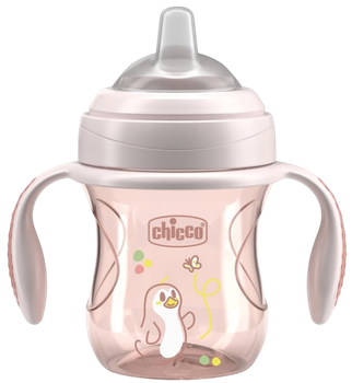 Kubek niekapek Chicco Transition Cup z miękkim ustnikiem 200 ml Różowy (8058664180097)