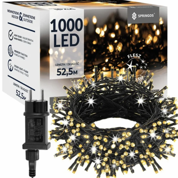 Светодиодная гирлянда Flash Springos CL4096 1000 LED Тёплый белый с холодными вспышками (5907719464626)