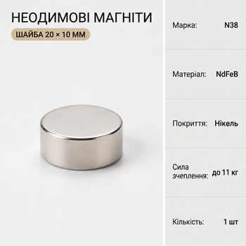 Неодимовая шайба 20*10мм