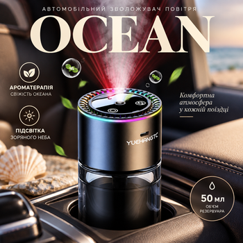 Автомобильный увлажнитель воздуха Ocean с подсветкой звездного неба и ароматерапией, 50 мл