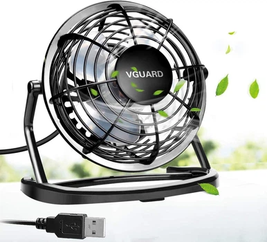 Настольный USB вентилятор VGUARD 4 дюйма с регулировкой наклона и поворота, черный