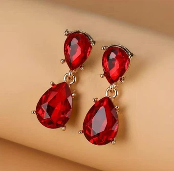 Женские сережки Подвески камни 4 см jewelry Красные
