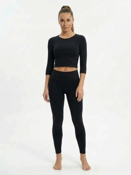 Лосины Greenice с широким поясом черные хлопок L\XL 3112