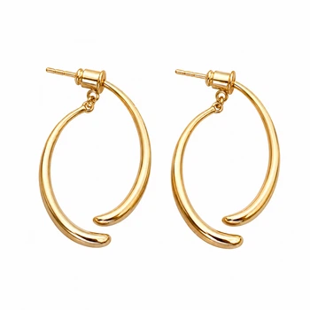Жіночі сережки овальні палички (золото 585п) пусет гвоздик Oval Stick GONCHAR & CO. ювелірний сплав