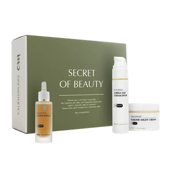 Innoaesthetics Secret of Beauty №2 — подарунковий комплект антивікового догляду з антиоксидантною сироваткою та кремами SPF 20 і нічним
