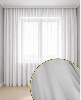 Готовый тюль MANA Бамбук плотный 300*265 см. Цвет белый (bp001).