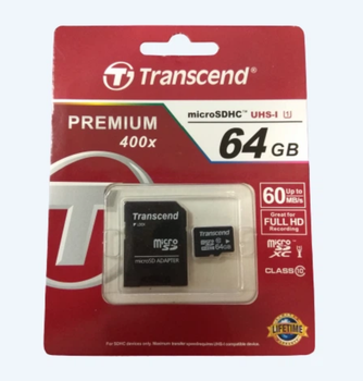 Карта памяти Transcend 300S 64GB microSDXC A1 U1 Class 10, 100 МБ/с + SD-адаптер