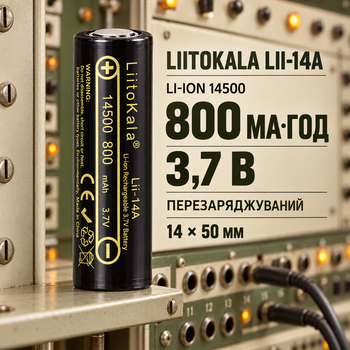 Аккумулятор LIITOKALA Lii-14A 14500 Li-Ion 800 мА·ч 3,7 В, перезаряжаемый элемент питания 14×50 мм