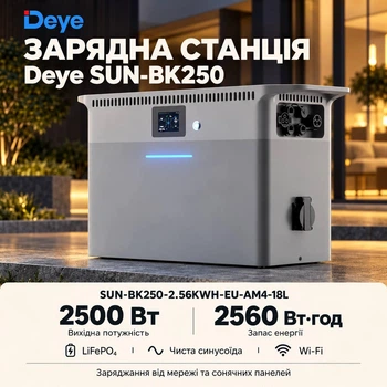 Зарядна станція Deye SUN-BK250 / 2500 Вт / 2560 Вт⋅год / LiFePO4 (SUN-BK250-2.56KWH-EU-AM4-18L)