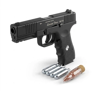 Пневматичний пістолет Borner W119 Blowback Special Force (Glock 17) + Куля 500шт(ПЕТ) и балон СО2 4шт
