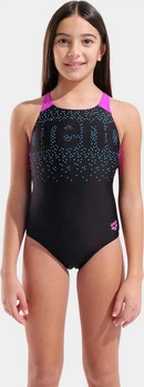 Купальник слитный для девушек Arena PAINTERLY SWIMSUIT V BACK черный Дит 152 см