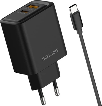 Ładowarka Beline 45W GaN USB-A/USB-C z kablem USB-C to USB-C BLN2CB45C Black (5906849665088)