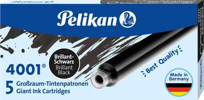 Набір картриджів Pelikan 4001 Brilliant Black 5 шт довгі Чорні (4012700310613)