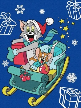 Картина за номерами Ideyka для дітей WB Tom and Jerry: на санчатах 30х40 см (4823104388111)