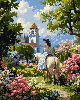 Картина за номерами Ideyka Вершниця поміж квітів 40x50 см (4823104395096)