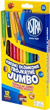 Олівці Astra Jumbo тригранні 12 кольорів зі стругачкою (312110007) (5900263060498)