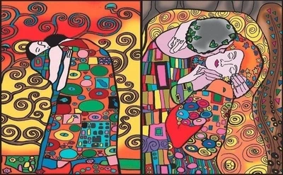Teczka-kolorowanka Colorvelvet Gustav Klimt Kiss z mazakami Carioca (8024238802603)