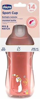Поїльник непроливайка Chicco з трубочкою Sport Cup 266 мл кораловий (8058664180721)